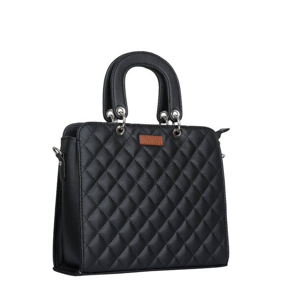 Vegan Leather Black Handbag for Women – Top-Handle Tote Bag, Satchel Purse - Picture 9 of 10